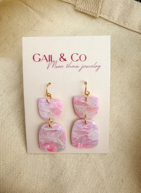Pink marble earrings