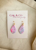 Pink/blue opal small drop earrings