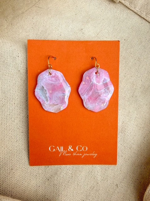Pink marble earrings