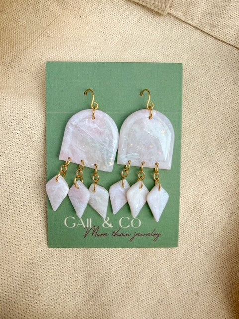 Statement white marble earrings