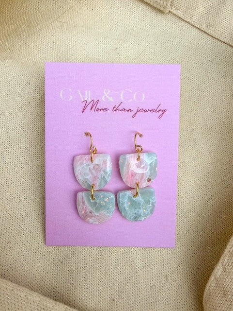 Double drop marble earrings