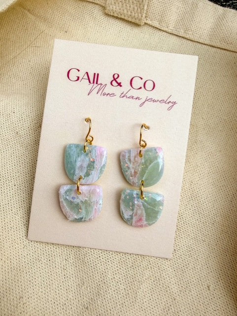 Double drop marble earrings