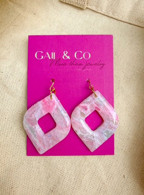 Diamond marble earrings