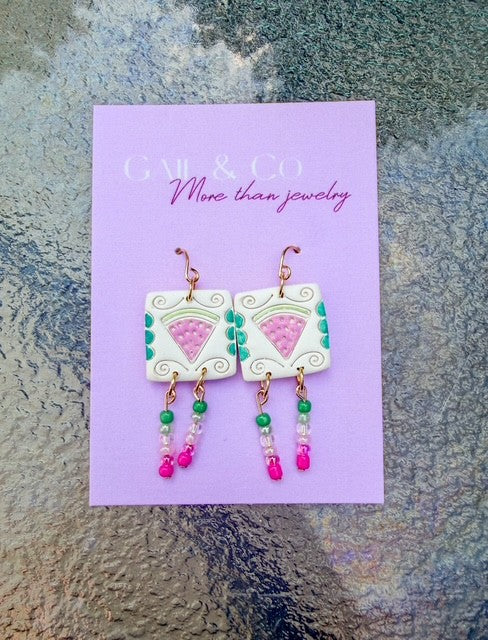 Watermelon beaded earrings