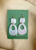 Pink white opal earrings
