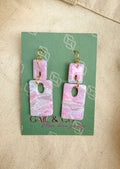 Pinky white marble earrings