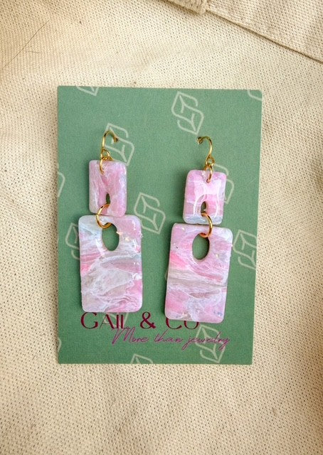 Pinky white marble earrings