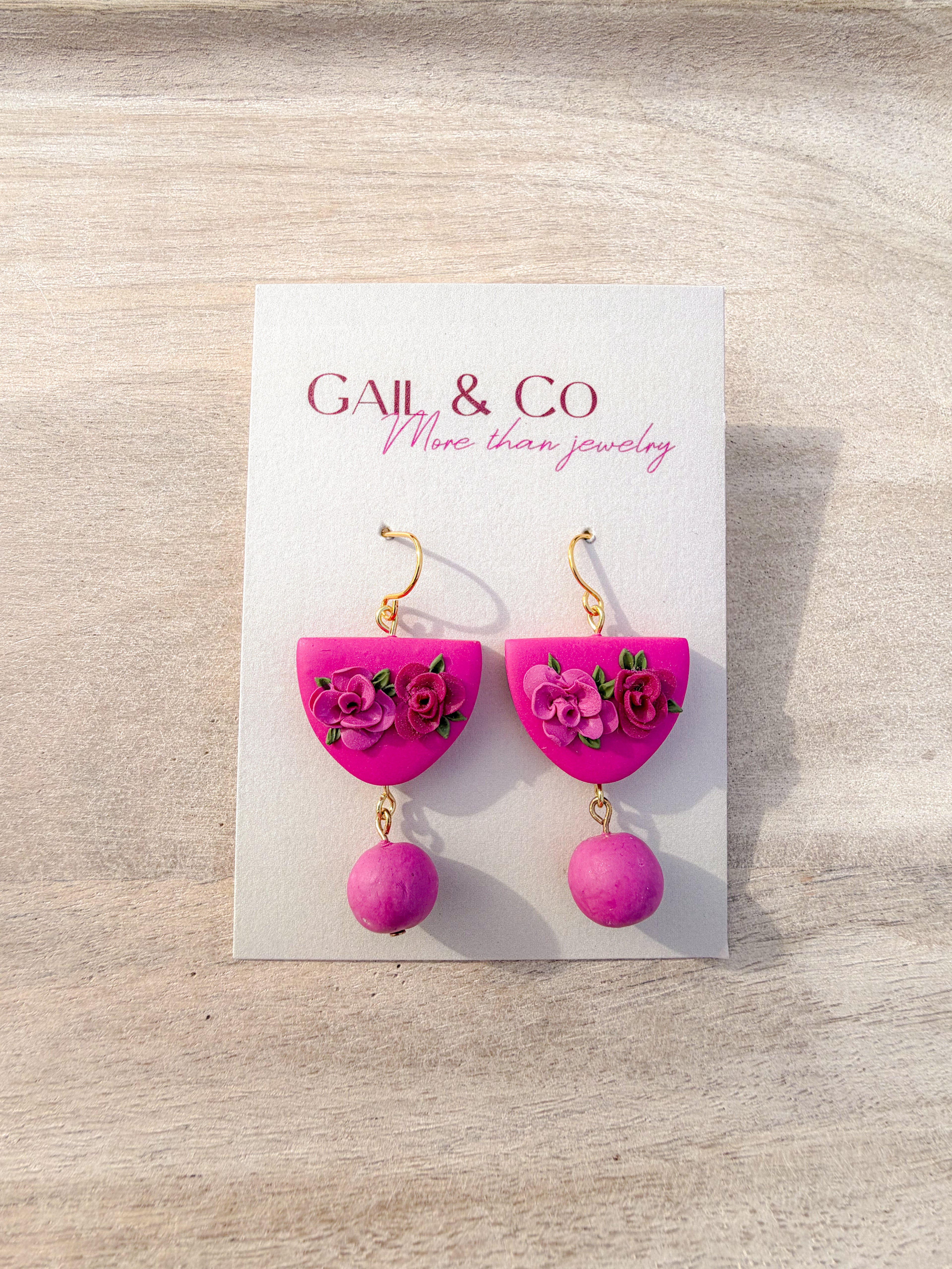 Pink/fuchsia flower earrings
