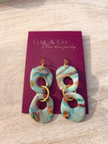 Blue Teal organic round earrings