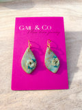 Blue Teal floral earrings