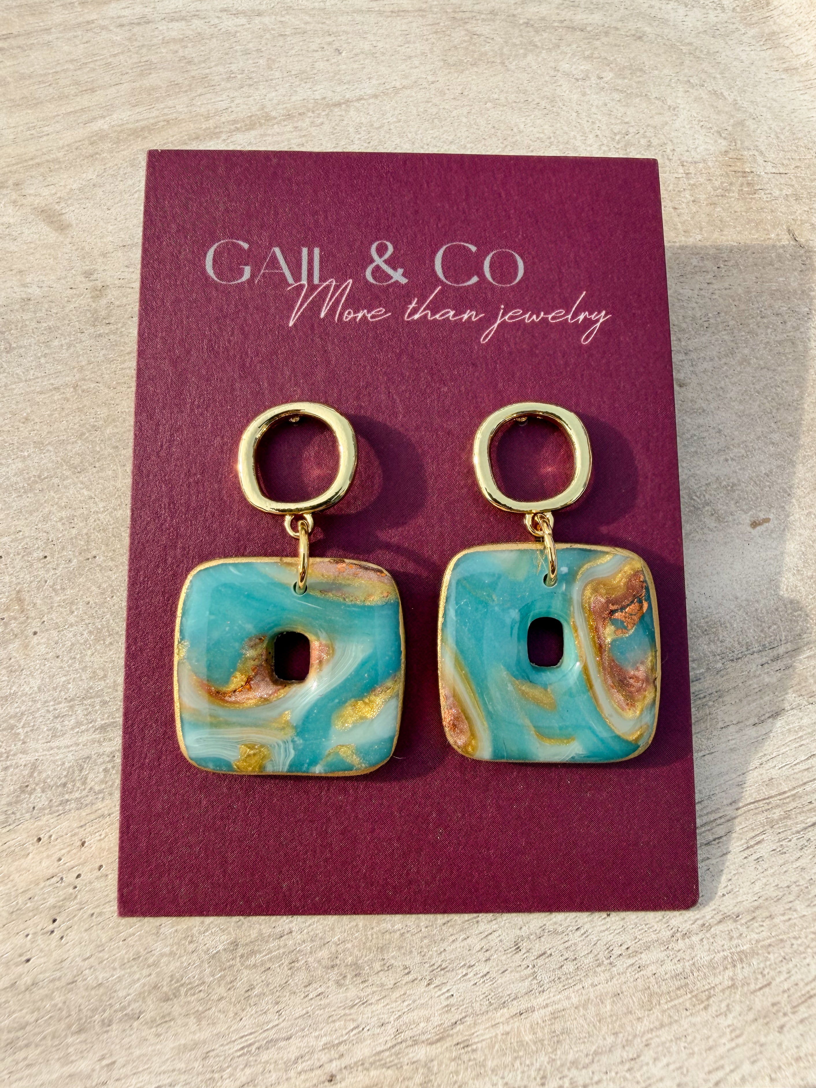Blue Teal square earrings