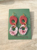 Floral/terracotta organic round earrings