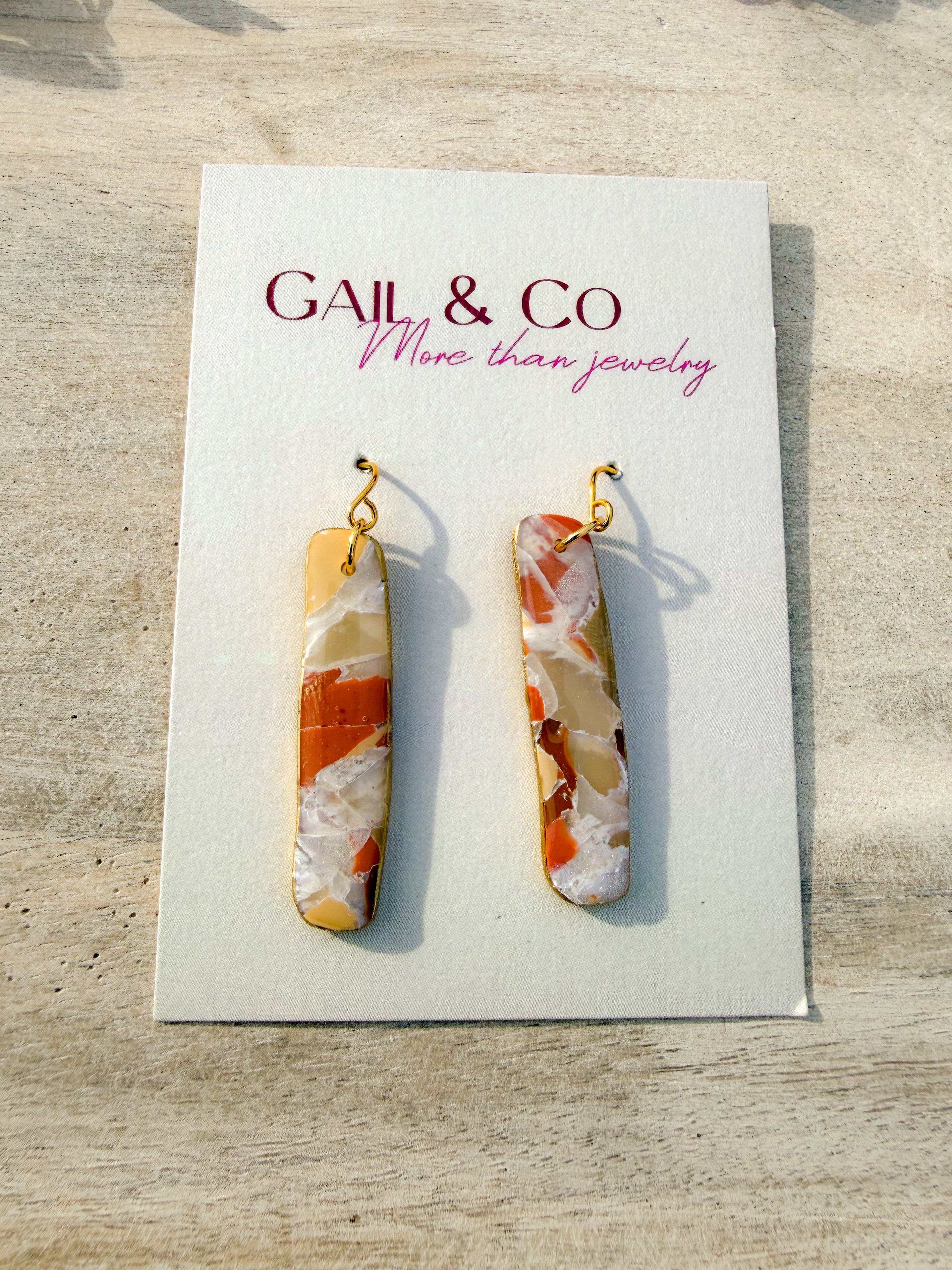 Brown Stone organic long pill earrings