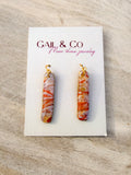 Brown Stone organic long pill earrings
