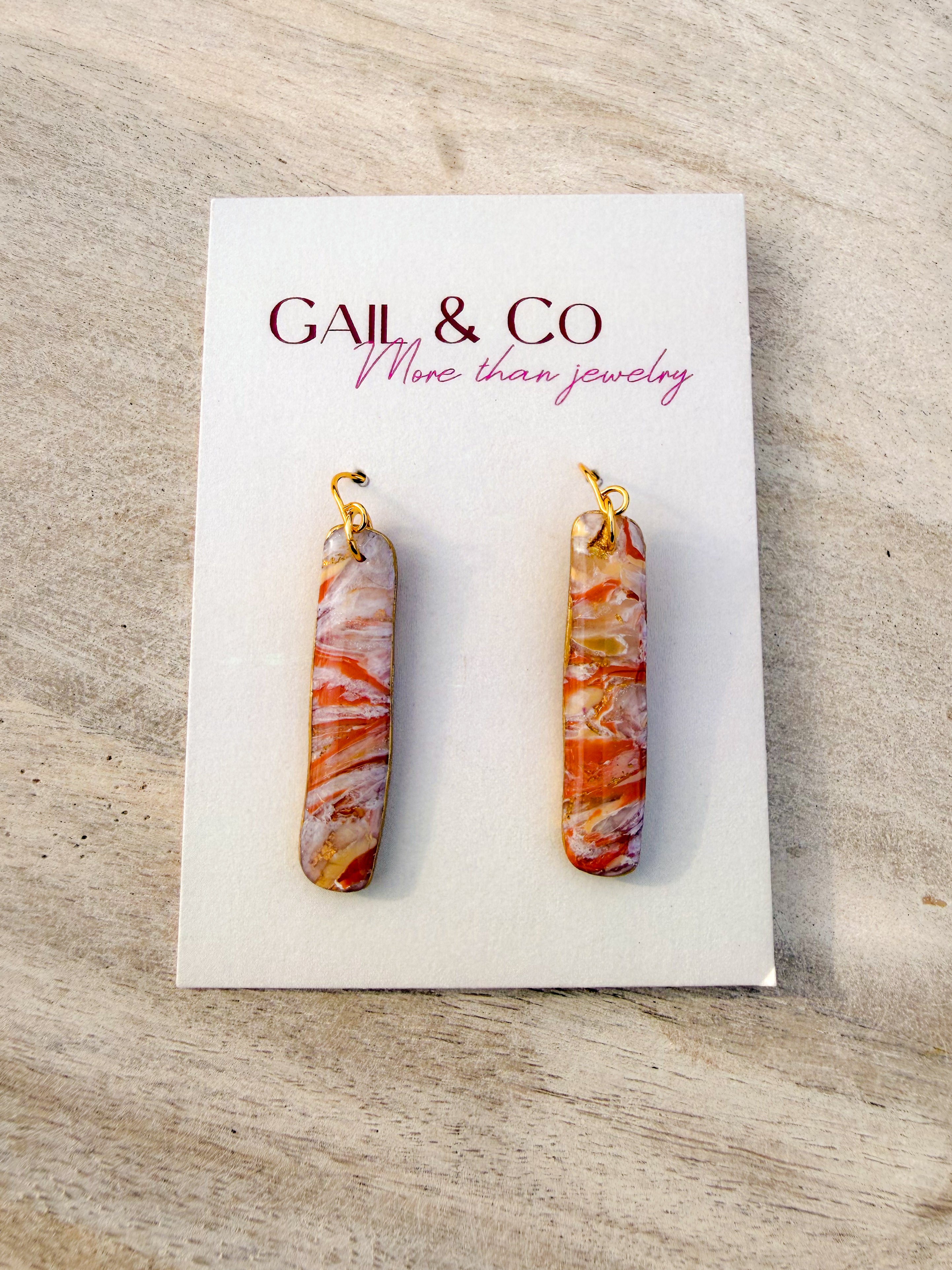 Brown Stone organic long pill earrings