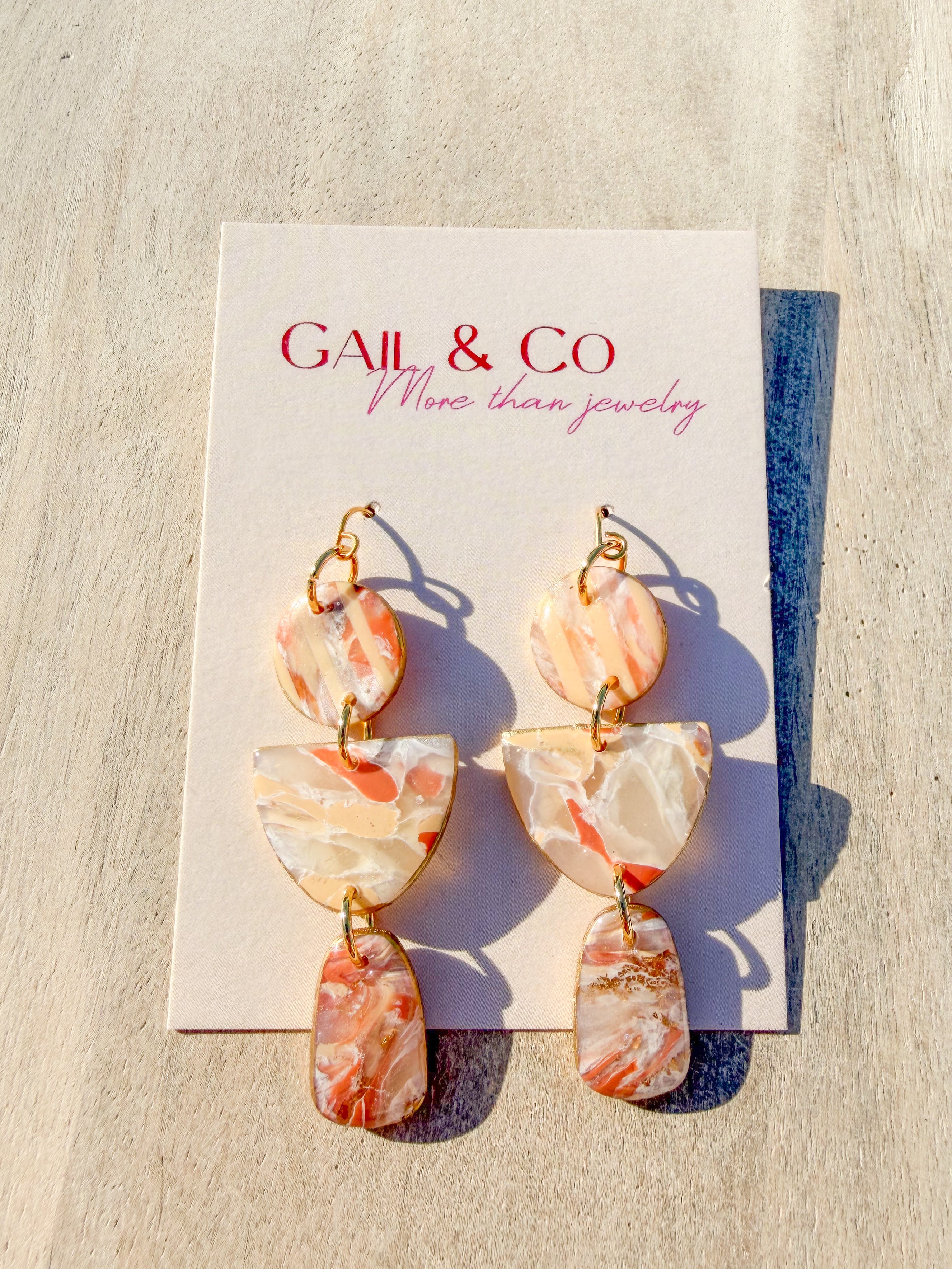 Brown stone drop earrings