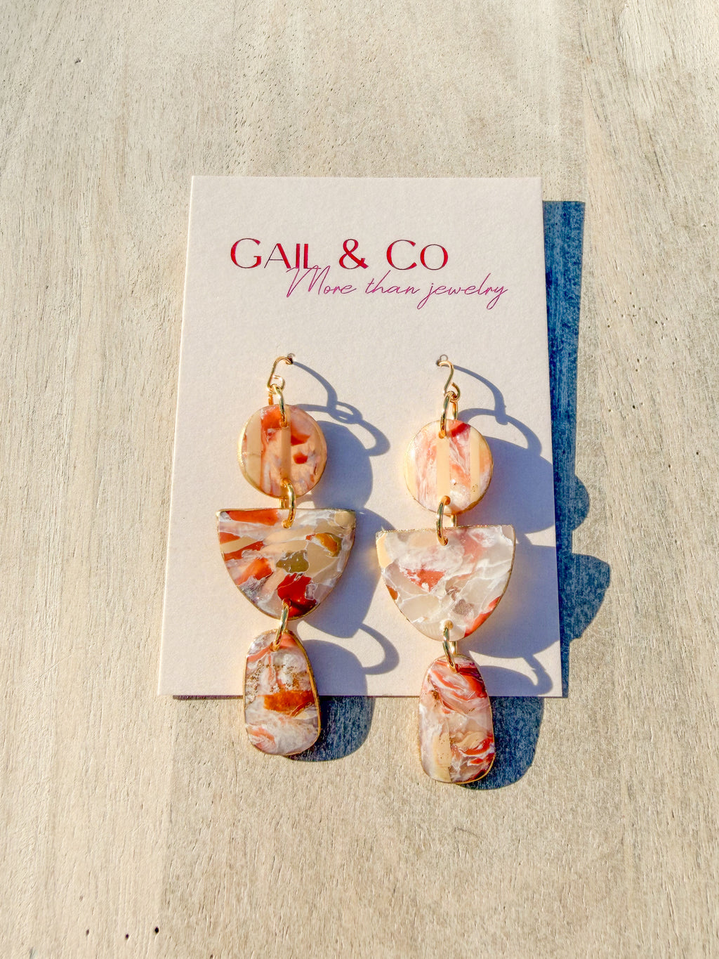 Brown stone drop earrings