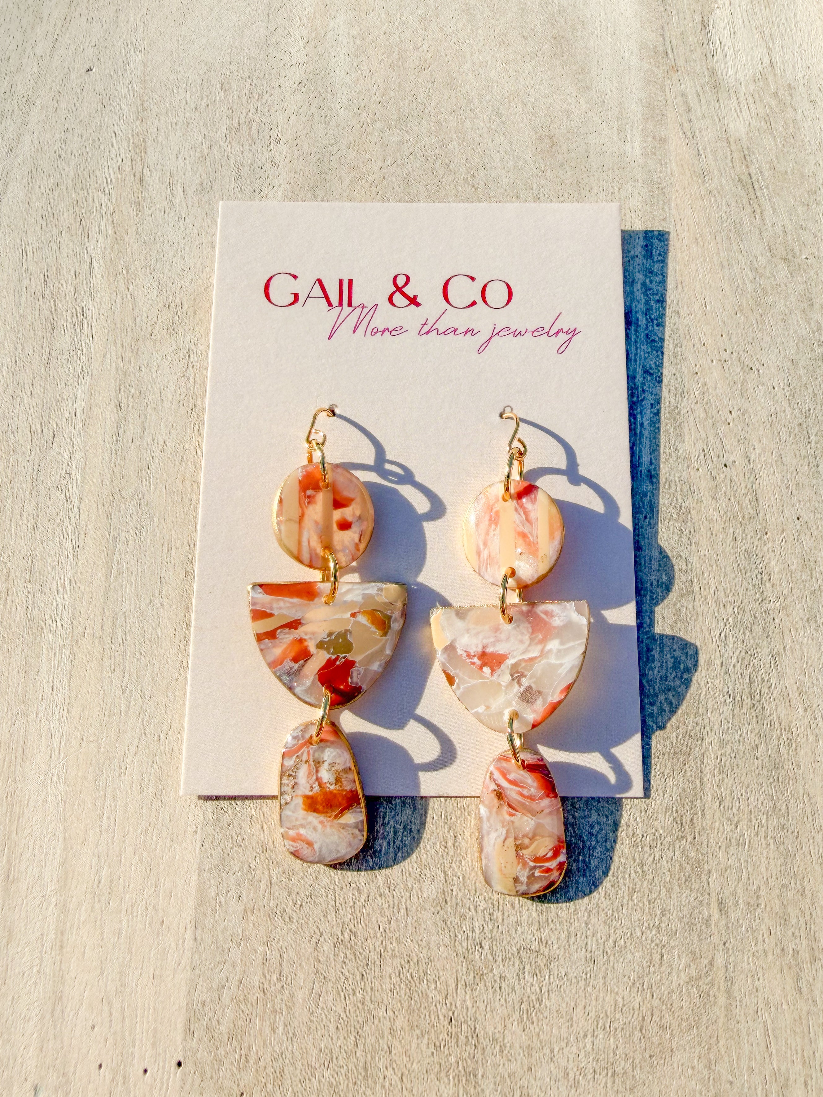 Brown stone drop earrings