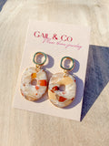 Brown stone organic oval earrings