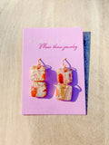 Brown Stone square drop earrings