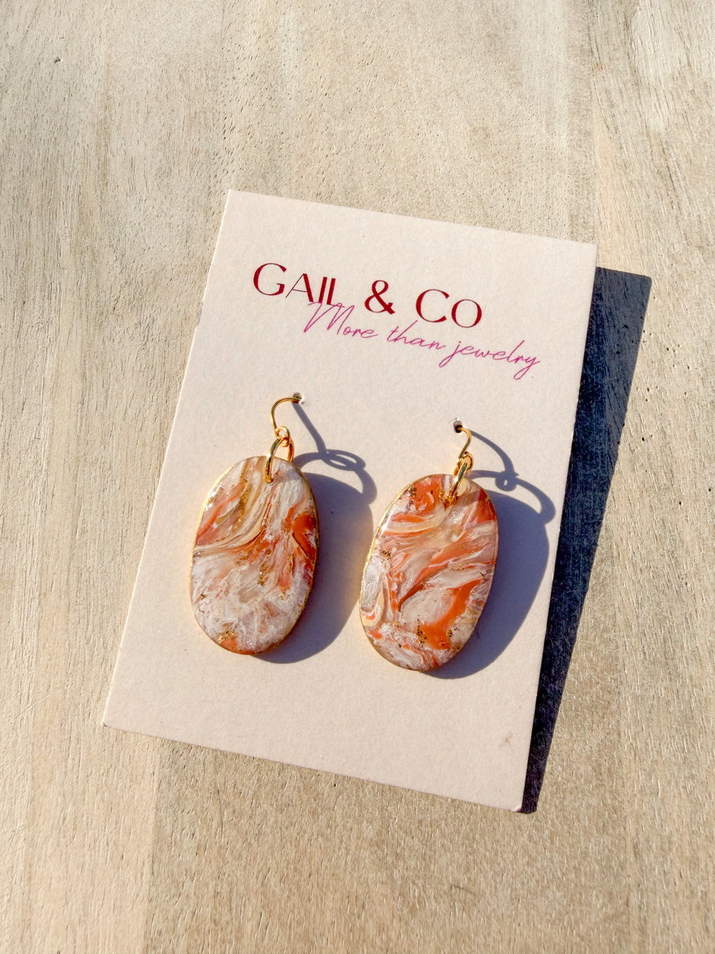 Brown stone oval earrings