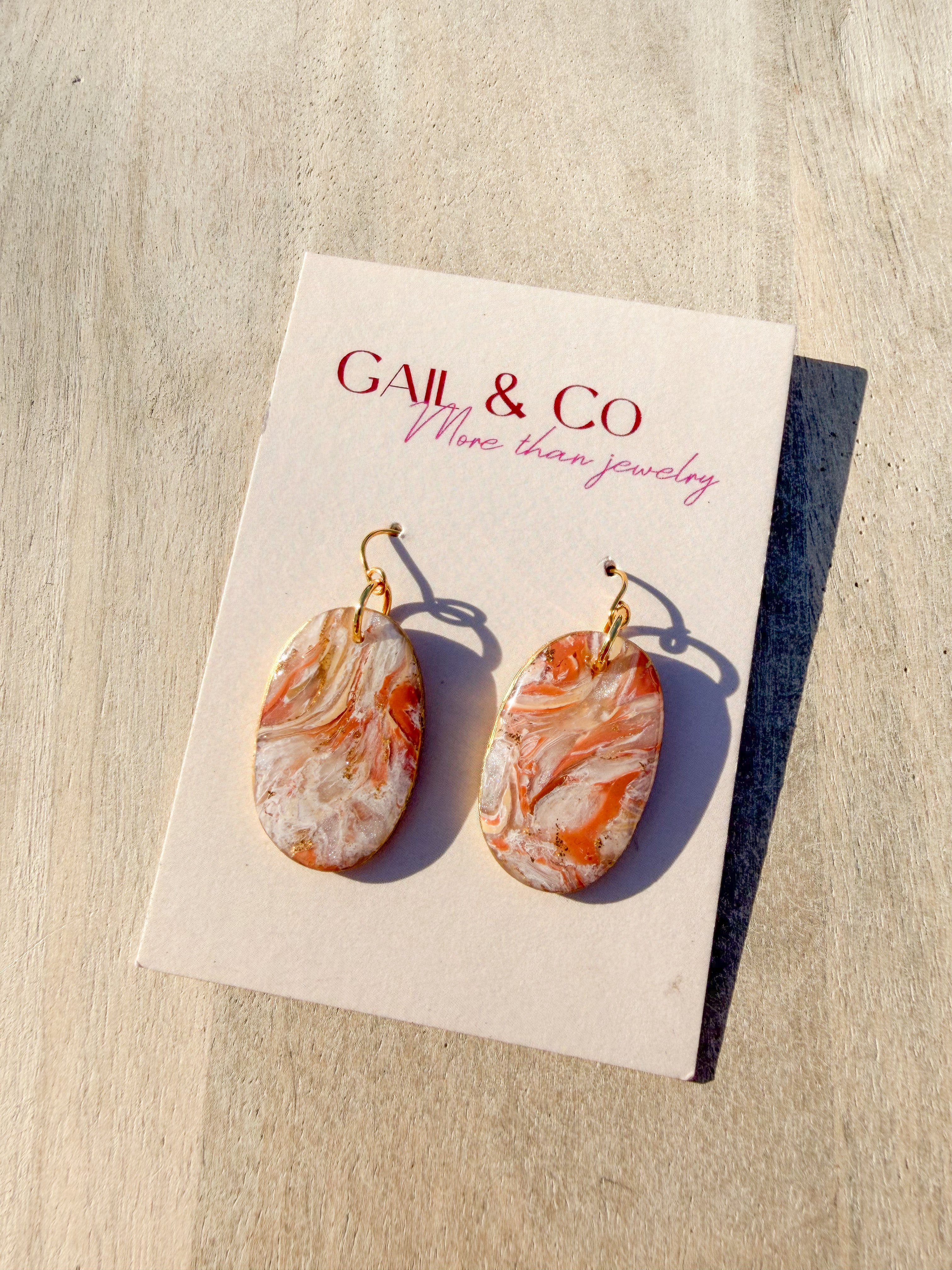 Brown stone oval earrings