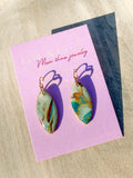 Blue teal pointed oval earrings